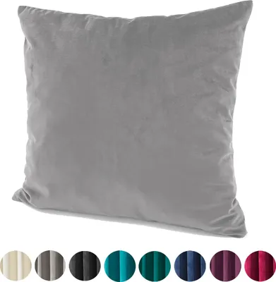 Produktbild von heimtexland ® Samt Deko Kissen Vorhang Velour Ösen Gardine Blickdicht Typ641 Beton Grau Kissenhülle 50x50 cm