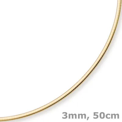 3mm-Halsreif-flach-750-Gelbgold-50cm