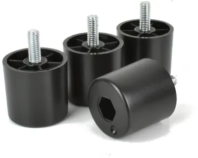 Produktbild von 4x Möbelgleiterfüße Kunststoff – Schwarz, Ø30mm, Möbelbeine mit Gewindestift M6x15mm, Höhe 30mm   [15R3030]