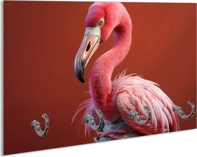 Produktbild von Wallario Handtuchhalter aus Glas, Motiv: Flamingo im Sneaker, 30 x 20 cm mit 4 Haken