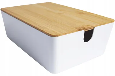 Produktbild von SEPIO  Badezimmerkorb Weiß & Bambus, Modern Waschküche, Korb Aufbewahrung Geflochten, Körbchen mit Seckel, Korb Bad 26x17,5x8,5 cm