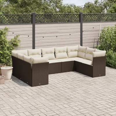 Produktbild von CLORIS 9-tlg. Garten-Sofagarnitur mit Kissen Braun Poly Rattan 3218133