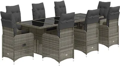 Productafbeelding van vidaXL 9-delige tuinset met kussens, grijs, van polyrotan