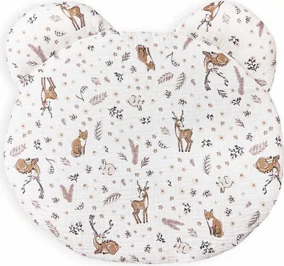Produktbild von DOLCE SONNO Baby Kopfkissen aus Baumwoll-Musselin Teddybär - Rehe