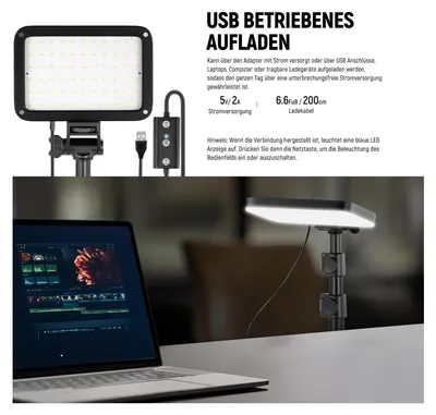 Produktbild von LED Videoleuchte NEEWER BASICS dimmbar 3200K-5600K mit Stativ & Filtern BP66
