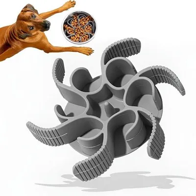 Image de Contenant en silicone pour nourriture pour chiens - Antidérapant - Distributeur de nourriture lent - 11x11x3,5 cm - Matériau sûr - Facile à nettoyer