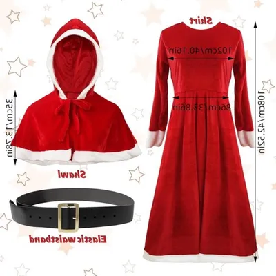 Damen Santa Claus Kostüm für Weihnachten - Santa Outfit für Damen, Cosplay, Festkleidung und Karneval