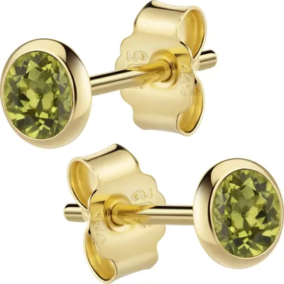 Zdjęcie produktu dla Kolczyki na sztyft 585/- złoto 0,4 cm żółte z zielonym perydotem 064320017-94