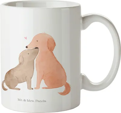 Produktbild von Mr. & Mrs. Panda Pott Hunde Liebe - Weiß - Geschenk, Plastikbecher, Camping Tasse, Kuscheln, Vertrauen, Hund, Reisebecher, Trinklernbecher, Herz, Haferl