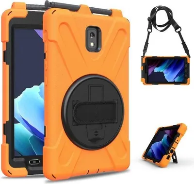 Produktbild von Samsung Galaxy Tab Active3 SM-T575/T570/T577 (8,0") Hülle – 360° drehbarer Ständer [Handschlaufe] [Schultergurt] – Orange