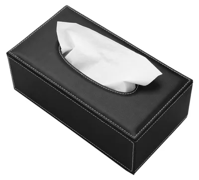Produktbild von Kosmetiktücherbox Rechteckig Kunstleder Schwarz 25x14x10 cm