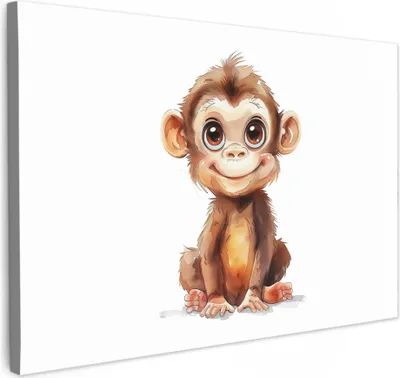 Produktbild von Leinwand Bilder 120x80 cm - Kinder Tiere - Affe, Bilder, Wanddeko, Wandbilder Wohnzimmer