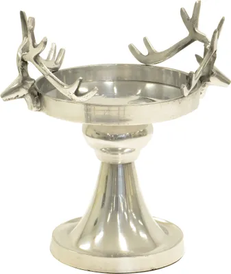 Produktbild von Deko Schale Schüssel auf Fuß Gaia poliertes Aluminium silber 23 x 21 cm