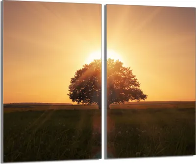 Produktbild von Herdabdeckplatten 2 teilig 30x52 Glaskeramikkochfeld Abdeckung Glas, Landschaft Orange