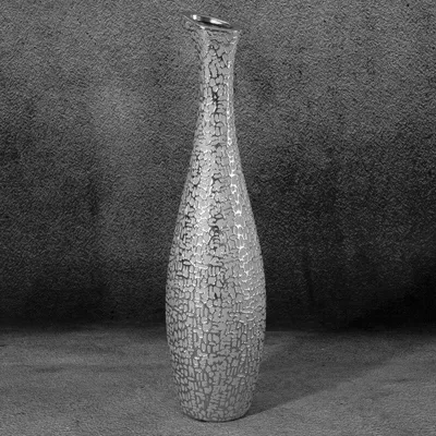 Zdjęcie produktu dla Wazon ceramiczny wysoki RISO 15X15X60 srebrny