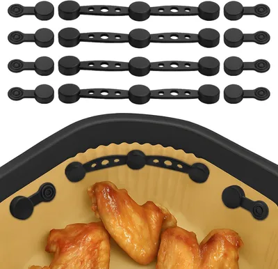 Produktbild von Magnete für Backpapier in der Heißluftfritteuse, Magnetische Silikonbefestigung für Hochtemperaturbeständigkeit (Schwarz*4)
