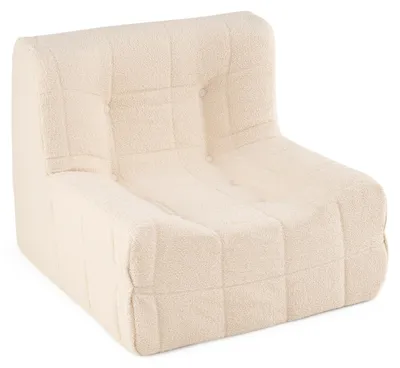 Zdjęcie produktu dla COSTWAY – sofa podłogowa, pufka z wypełnieniem piankowym i pluszowym pokryciem z ozdobnymi guzikami, fotel podłogowy z oparciem i podnóżkiem, sofa typu „lazy”, biała