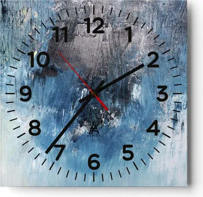 Produktbild von Wanduhr - Quadrat - Glasuhr - Abstraktion Blau Schwarz - 30x30cm - Schleichendes Uhrwerk - Lautlos - zum Aufhängen bereit - Dekoration Modern - Wanddekoration aus Glas - C4AC30x30-4155