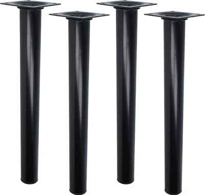 Produktbild von Schwarze Möbelbeine 4er Set rund ø 30mm Möbelfüße 350mm Tischbeine Möbelstützen M10 Gewindegang