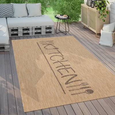 Image de Tapis d'extérieur résistant aux intempéries Balcon Cuisine Motif moderne Avec inscription Dimensions 80 x 250 cm