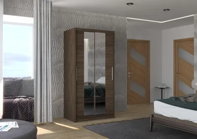 Produktbild von Schiebetürenschrank Schrank Nr.105 in Wenge matt 100x200x58 cm