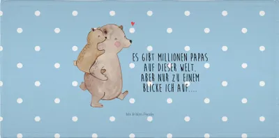 Produktbild von Mr. & Mrs. Panda Handtuch Papa Bär - Blau Pastell - Geschenk, gesichtstuch, Muttertag, 50x100, Vater, Geburtstag, Flauschtuch, Vatertag, frottee, kleines