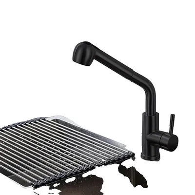Obrázok produktu pre Kuchynská batéria, výsuvný dizajn, poniklovaný povrch, 04001čierna