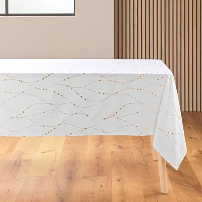 Produktbild von Tischdecke FIRMAMENT aus 100% Polyester, weiß/gold metallic, 140x240cm
