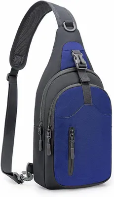 Image de Sac à bandoulière léger pour hommes et femmes, idéal pour la randonnée, le vélo, les voyages et le camping (bleu foncé)