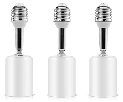 E27 Lampenfassung Verlängerung, 3 Stück, 180° biegbare Adapter, Weiß