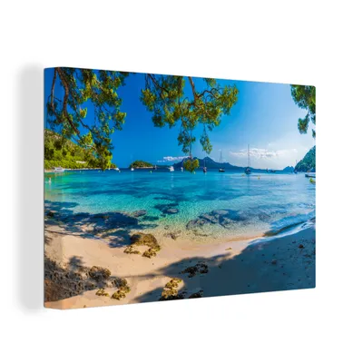 Obrázek produktu pro OneMillionCanvasses® Malba na plátně Nástěnná malba na plátně - Pláž - moře - loď - Mallorca - 150x100cm