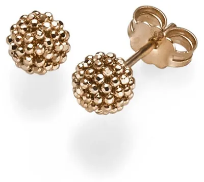 Produktbild von Himbeer Ohrstecker aus 585 Gold Rotgold Kugel 6mm Ohrringe Ohrschmuck Damen
