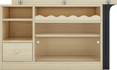 Produktbild von Ausziehbarer Klapp-Esstisch mit Stauraum,moderner beweglicher Esstisch,Klapp-Esstisch,Esstisch mit großem Stauraum,Bartisch 360° drehbar,Natur+Schwarz