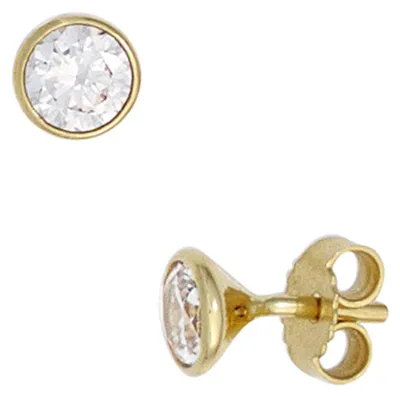 Produktbild von Ohrstecker 4,8mm Zirkonia weiß rund 333 Gold Gelbgold Ohrschmuck Solitär Damen