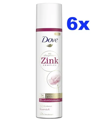 Produktbild von Dove Deo-Spray Rosenduft 6 x 100 ml - Ohne Aluminiumsalze - Mit Zink-Komplex - Vorteilspack