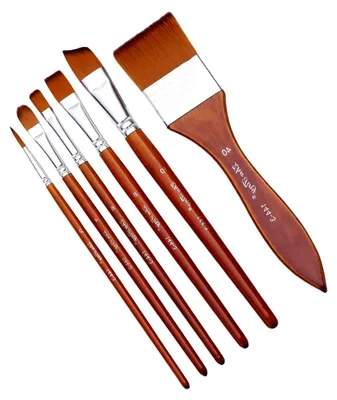 Produktbild von 6-teiliges Pinselset für Aquarell- und Ölmalerei mit Nylonborsten
