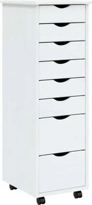 Image de vidaXL Armoire à roulettes avec tiroirs MOSS Blanc Pin massif