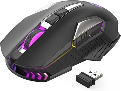 Produktbild von Kabellose Gaming-Maus,X18-G502 2,4G Leises Klicken mit USB-Empfänger,2400 DPI Optisch,7 RGB-Licht,wiederaufladbarer Akku mit extrem langer Lebensdauer