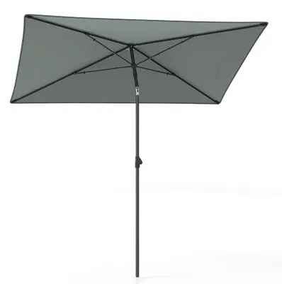 Produktbild von GOPLUS Sonnenschirm 213 × 140 cm, Terrassenschirm rechteckig, 30° knickbarer Balkonschirm, tragbare Gartenschirme mit Tragetasche, Grau