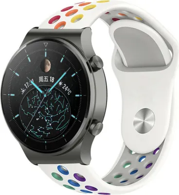 Produktbild von Strap-it Huawei Watch GT 2 Pro Sportarmband (Weiß Bunt)