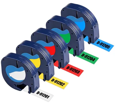 Etikettband 12mm x 4m, weiß, schwarz bedruckt, für Dymo LetraTag