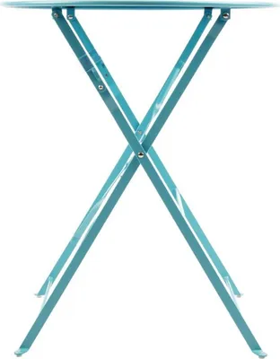 Image de Table de patio ronde pliante Bolero en acier bleu azur 60 cm