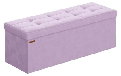 Obrázek produktu pro Sametová úložná lavice – otomanka s úložným prostorem – fialová – 38 x 110 x 38 cm