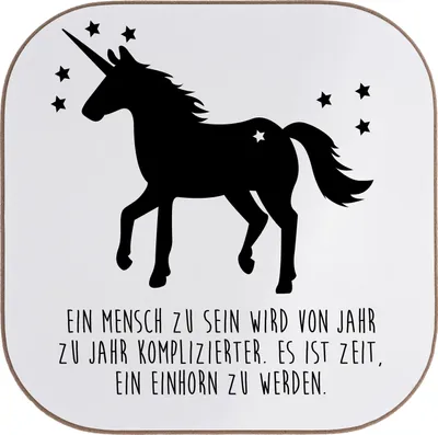 Produktbild von Mr. & Mrs. Panda Untersetzer für Gläser Ein Mensch zu sein... - Weiß - Geschenk, gläseruntersetzer, Glas, Einhorn, Sternchen, Pony, Tassenuntersetzer, Horn, Sterne, Pferd