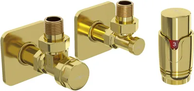 Produktbild von Mexen G00 Thermostat-Winkelset mit Abdeckung S, gold - W901-900-909-50