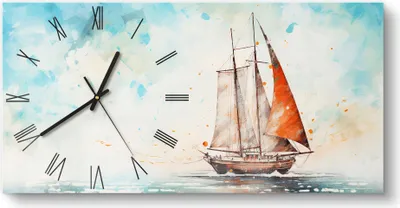 Produktbild von DEQORI Glasuhr 60x30 cm Römisch 'Meeresträumerei' Wanduhr Glas Uhr Design leise Küchenuhr
