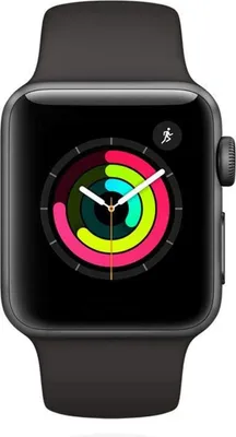 Produktbild von Apple WATCH Series 3 38mm GPS spacegraues Aluminiumgehäuse mit schwarzem Sportarmband