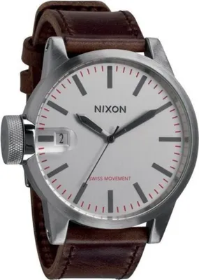 Produktbild von Nixon Uhr A1272113 Schweizer Quarzwerk 100m wasserdicht gehärtetes Mineralglas Datumsanzeige Edelstahl Kalbsleder