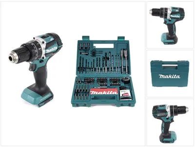 Image de Makita DHP 484 Z 18V Brushless Li-Ion Perceuse-visseuse à percussion sans fil + 100 pièces de Faises et Trépans pour perceuse Makita B-53811 - sans Batterie, sans Chargeur
