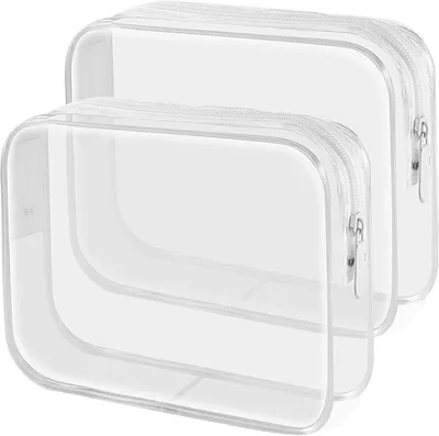 Image de Sac de toilette 2 pièces, approuvé TSA, transparent, en PVC, kit 3-1-1, pour l'avion